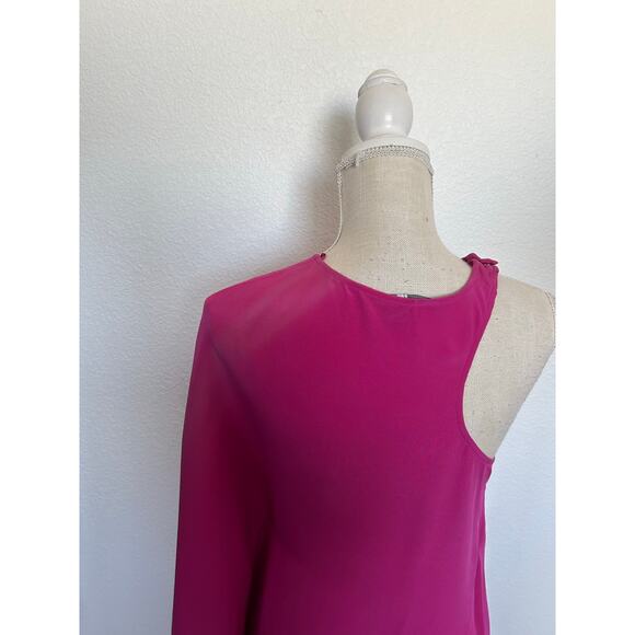 Jay Godfrey Magenta Silk one Shoulder Mini Dress - 2 - Picture 2 of 6